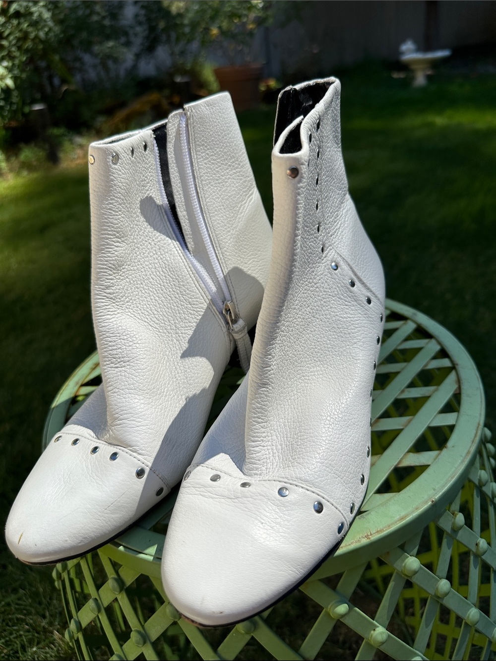 Rebecca Minkoff White Leather Studded Ankle Booties
